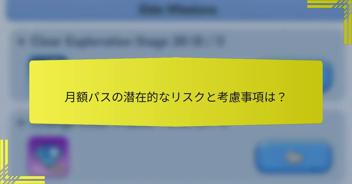 月額パスの潜在的なリスクと考慮事項は？
